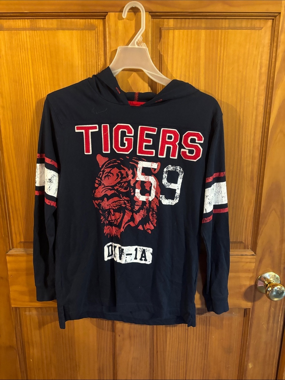 Old Navy Navy Hooded Tee with Red & White Accents
